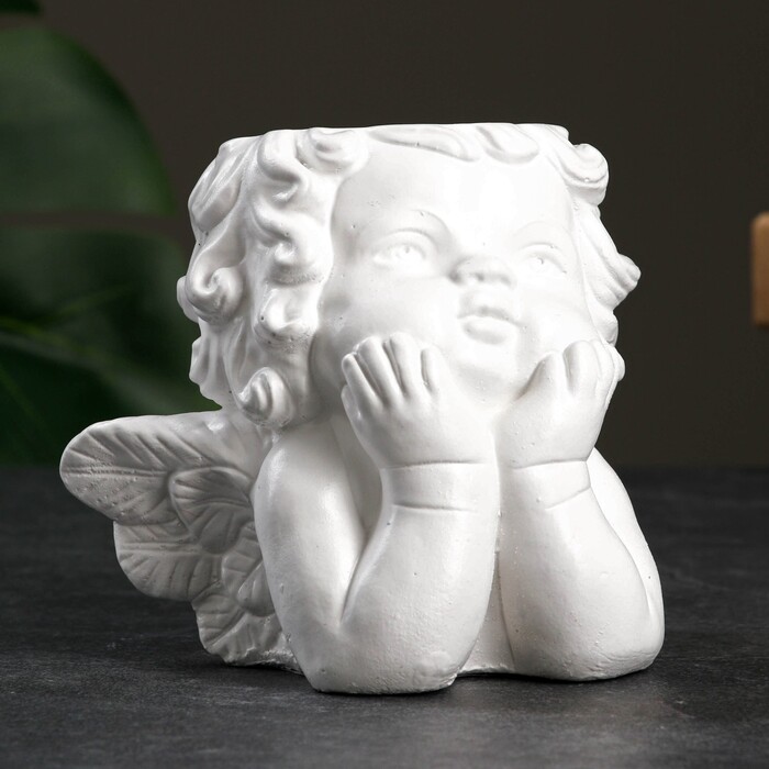 картинка Кашпо - органайзер "Мечтающий ангел" белый, 10см, 9446960 от магазина АСЯ