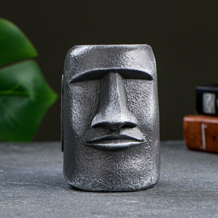 картинка Кашпо - органайзер "Истукан моаи крупный" серый камень, 11см, 9337913 от магазина АСЯ